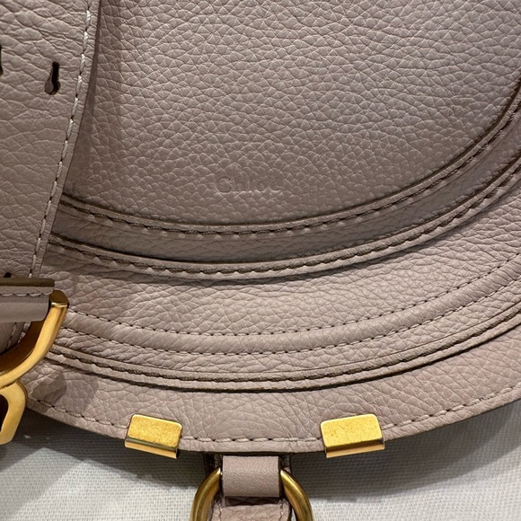 Chloe Marcie Medium Taupe Leather Crossbody Saddle Bag - Picture 2 of 12